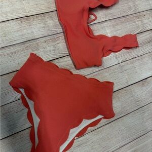 SHEIN Scalloped Red Bikini Set